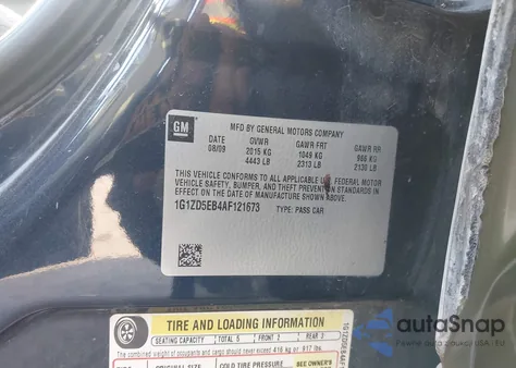 2010 Chevrolet Malibu Lt из США, поврежденный, VIN 1G1ZD5EB4AF121673